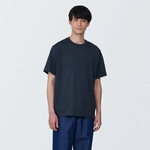 MUJI Cotton T-Shirt Navy Blue Tee Short Sleeve Size Med